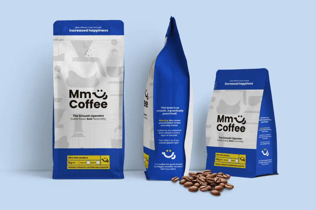MmCoffee colourful packaging design