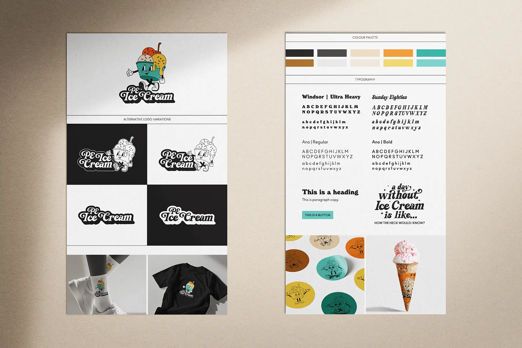 PE Ice Cream logo suite