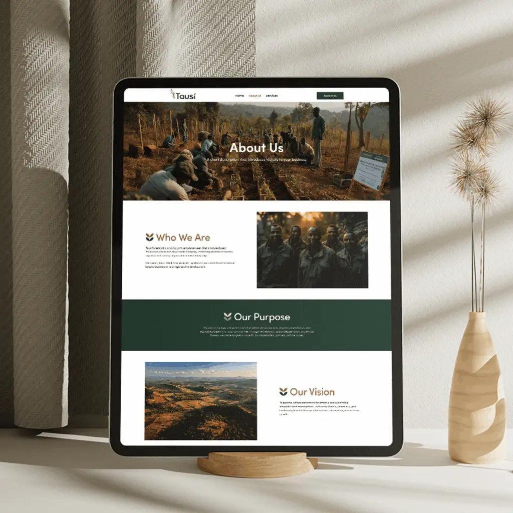 Tausi Forests corporate website design