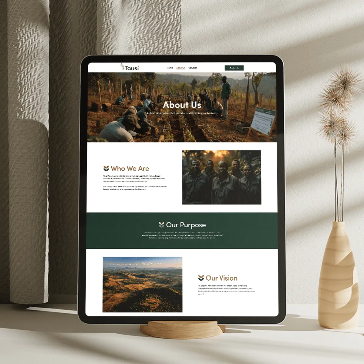Tausi Forests corporate website design